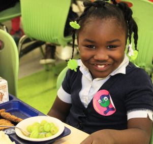  Girl smiling at lunch