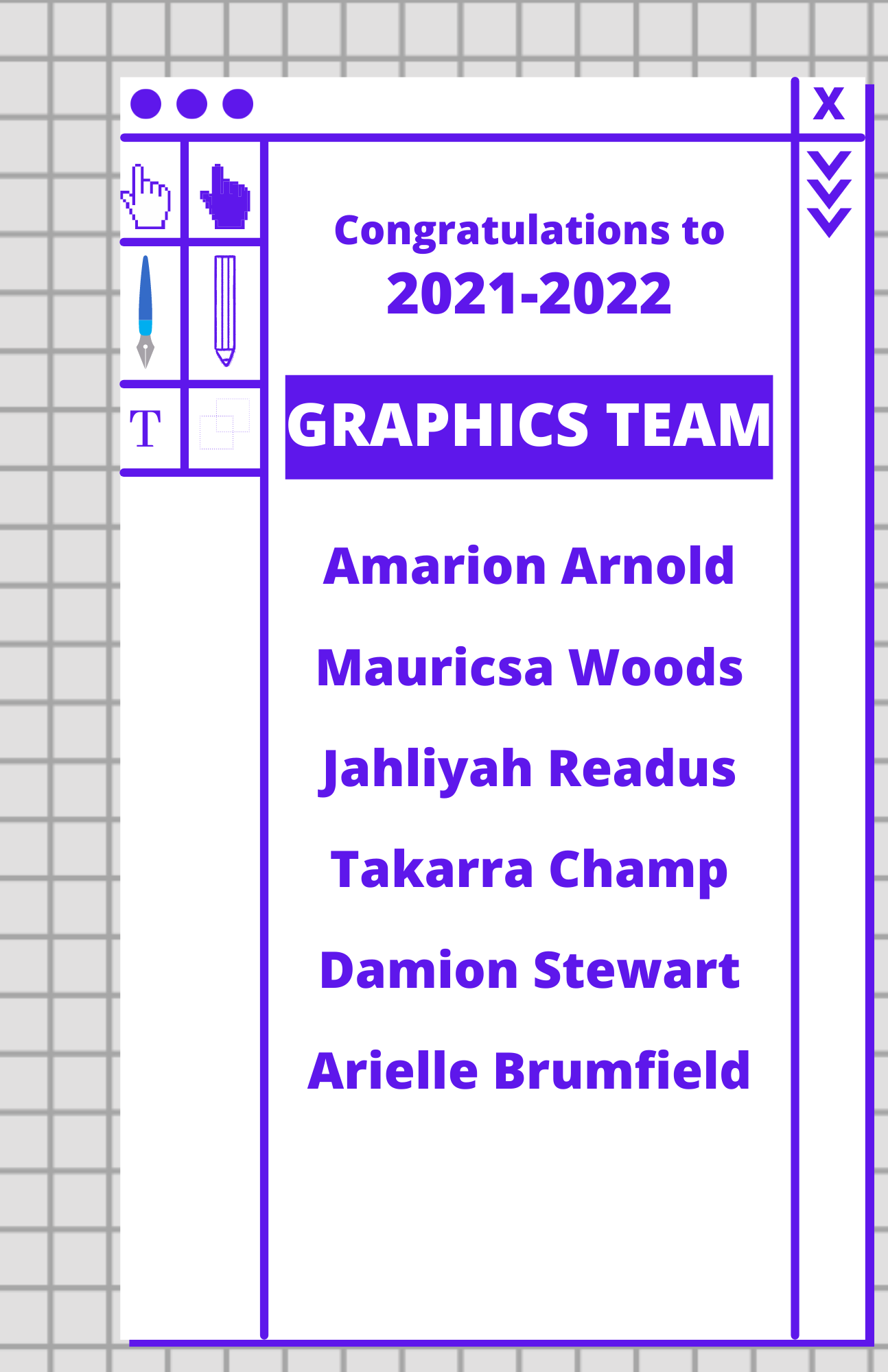 Members of the Graphics Team listed by name