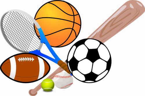 Sports balls, racquet, bat 