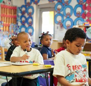  early elementary school children in class