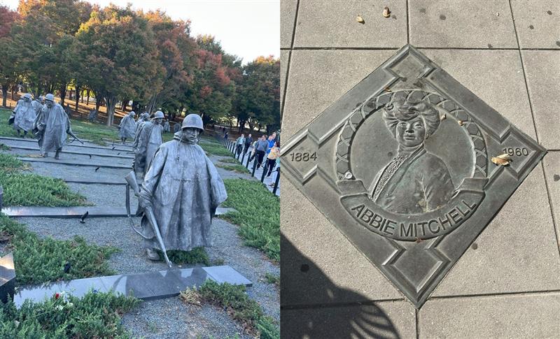Photo 1: Korean War Memorial | Photo 2: Abbie Mitchell memorial stone